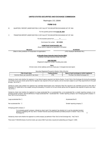 Thumbnail HomeTrust Bancshares
 10-Q Quarterly Report FY2025 
