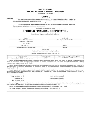 Thumbnail Oportun Financial 10-Q Quarterly Report FY2019 