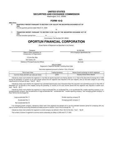 Thumbnail Oportun Financial 10-Q Quarterly Report FY2020 