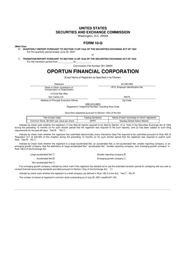 Thumbnail Oportun Financial 10-Q Quarterly Report FY2021 