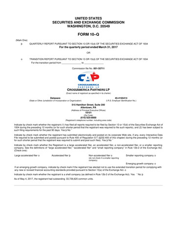 Miniature CrossAmerica Partners 10-Q Rapport trimestriel 2017 