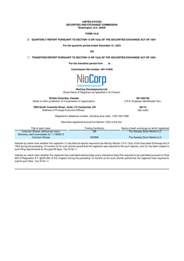 Thumbnail NioCorp Developments 10-Q Quarterly Report FY2024 