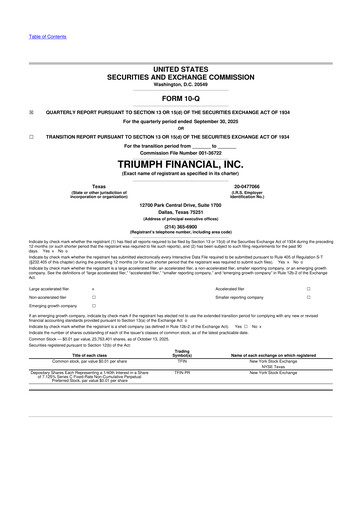 Thumbnail Triumph Financial 10-Q Quarterly Report FY2025 