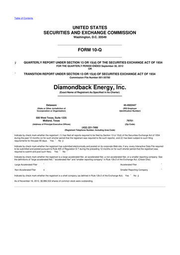 Thumbnail Diamondback Energy
 10-Q Quarterly Report FY 