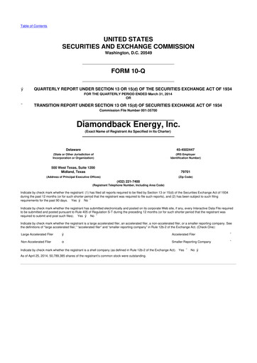 Thumbnail Diamondback Energy
 10-Q Quarterly Report FY2014 