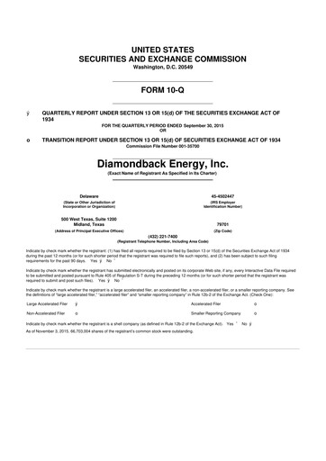 Thumbnail Diamondback Energy
 10-Q Quarterly Report FY2015 