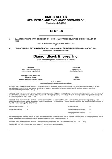 Thumbnail Diamondback Energy
 10-Q Quarterly Report FY2017 