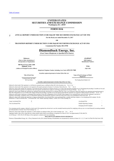 Vorschaubild Diamondback Energy
 10-K Jahresbericht 2017