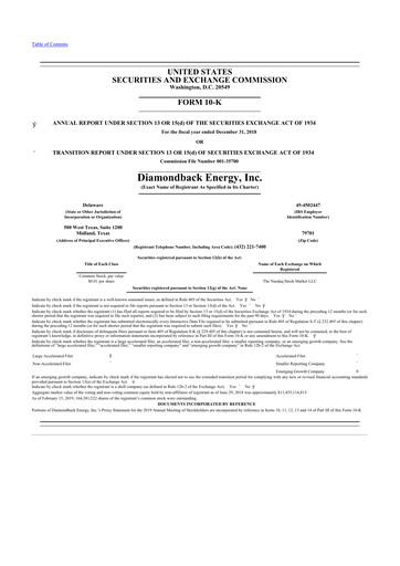 Vorschaubild Diamondback Energy
 10-K Jahresbericht 2018