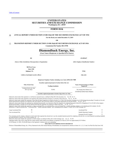Vorschaubild Diamondback Energy
 10-K Jahresbericht 2019