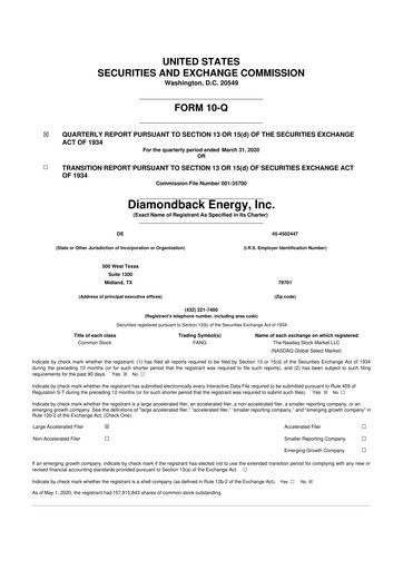 Thumbnail Diamondback Energy
 10-Q Quarterly Report FY2020 