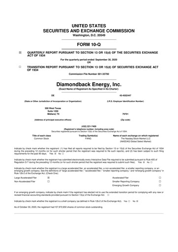 Thumbnail Diamondback Energy
 10-Q Quarterly Report FY2020 
