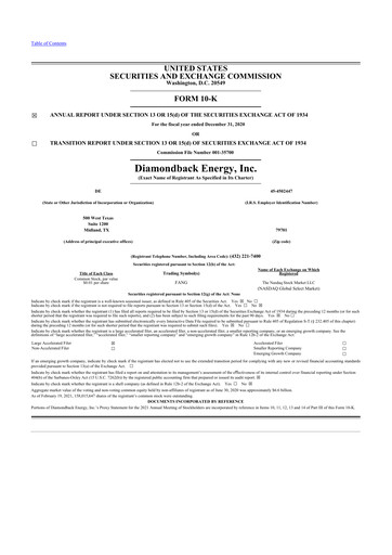 Vorschaubild Diamondback Energy
 10-K Jahresbericht 2020