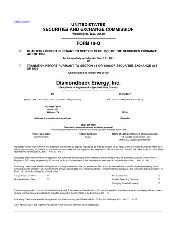 Thumbnail Diamondback Energy
 10-Q Quarterly Report FY2021 