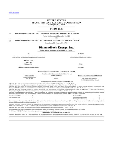 Vorschaubild Diamondback Energy
 10-K Jahresbericht 2021