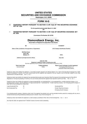 Thumbnail Diamondback Energy
 10-Q Quarterly Report FY2022 