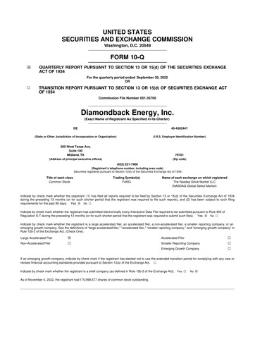 Thumbnail Diamondback Energy
 10-Q Quarterly Report FY2022 