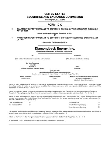 Thumbnail Diamondback Energy
 10-Q Quarterly Report FY2023 