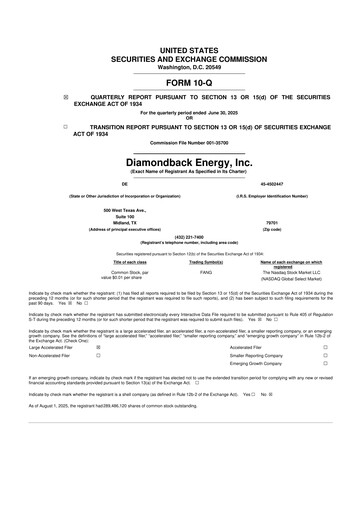 Thumbnail Diamondback Energy
 10-Q Quarterly Report FY2025 
