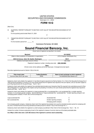 Thumbnail Sound Financial Bancorp 10-Q Quarterly Report FY2024 