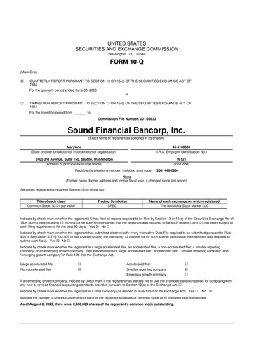 Thumbnail Sound Financial Bancorp 10-Q Quarterly Report FY2025 