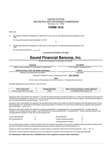 Thumbnail Sound Financial Bancorp 10-Q Quarterly Report FY2025 