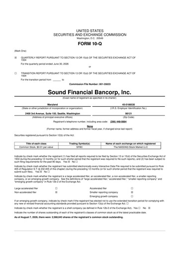 Thumbnail Sound Financial Bancorp 10-Q Quarterly Report FY2026 