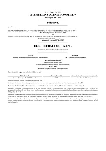 Thumbnail Uber 10-K Annual Report 2019