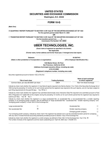 Thumbnail Uber 10-Q Quarterly Report FY2020 