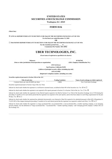 Thumbnail Uber 10-K Annual Report 2020