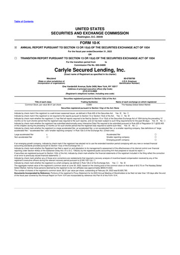 Thumbnail Carlyle Secured Lending 10-K Annual Report 