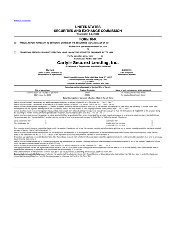 Thumbnail Carlyle Secured Lending 10-K Annual Report 2023