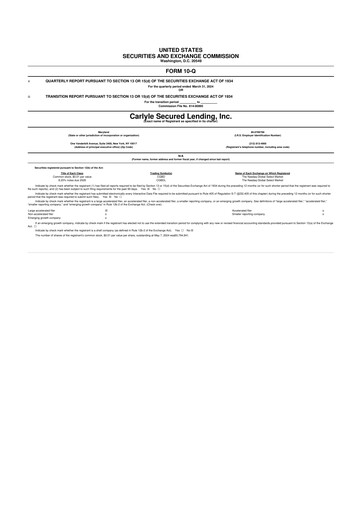 Thumbnail Carlyle Secured Lending 10-Q Quarterly Report FY2024 
