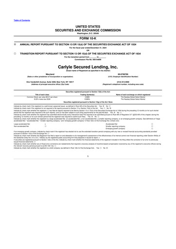 Thumbnail Carlyle Secured Lending 10-K Annual Report 2024