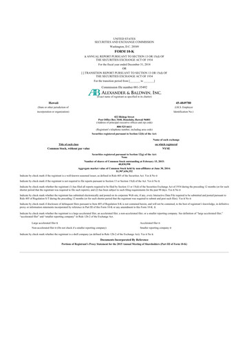 Thumbnail Alexander & Baldwin
 10-K Annual Report 2014