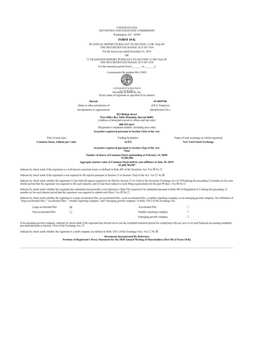 Thumbnail Alexander & Baldwin
 10-K Annual Report 2019