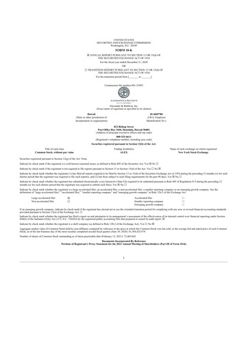 Thumbnail Alexander & Baldwin
 10-K Annual Report 2020