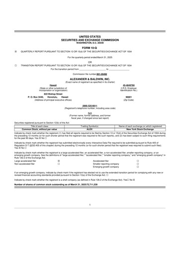 Thumbnail Alexander & Baldwin
 10-Q Quarterly Report FY2025 