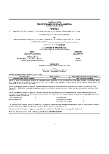 Thumbnail Alexander & Baldwin
 10-Q Quarterly Report FY2025 