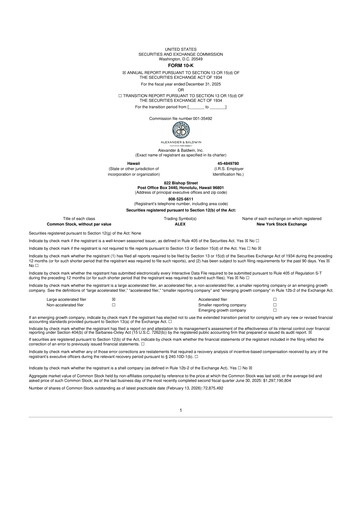 Thumbnail Alexander & Baldwin
 10-K Annual Report 2025