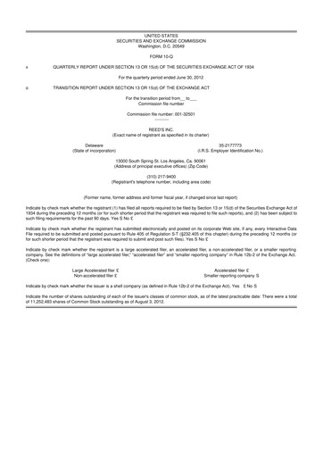 Vorschaubild Reed's, Inc. 10-Q Quartalsbericht  