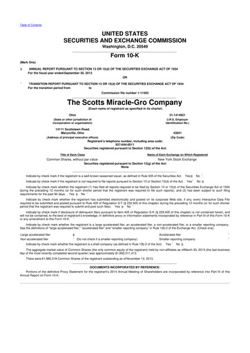 Thumbnail ScottsMiracle-Gro 10-K Annual Report 2013