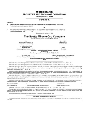 Thumbnail ScottsMiracle-Gro 10-K Annual Report 2014
