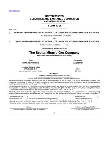 Thumbnail ScottsMiracle-Gro 10-Q Quarterly Report FY2015 