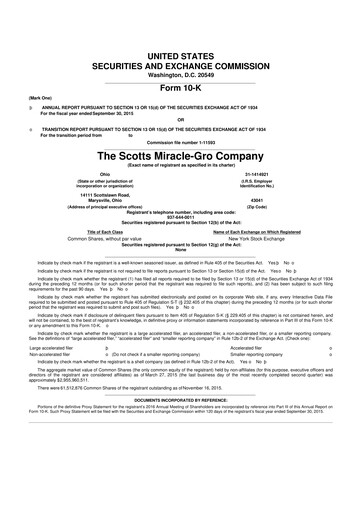 Thumbnail ScottsMiracle-Gro 10-K Annual Report 2015