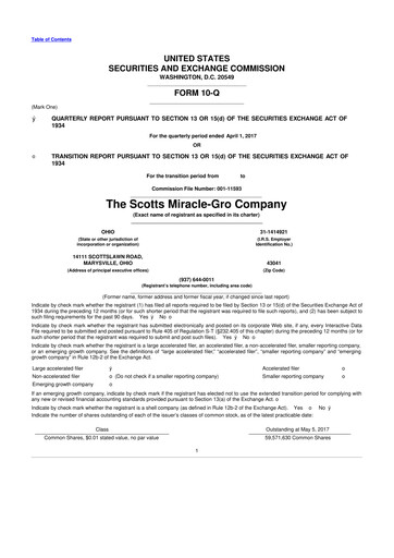 Thumbnail ScottsMiracle-Gro 10-Q Quarterly Report FY2017 