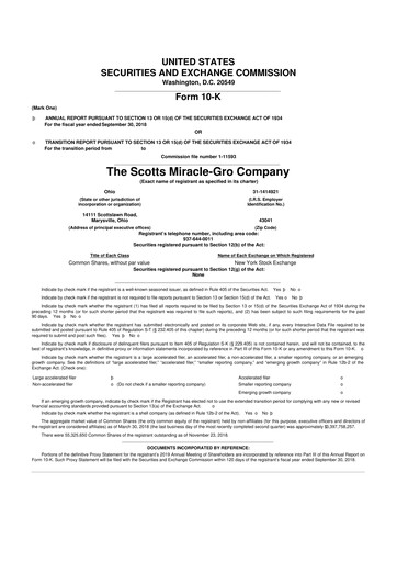 Thumbnail ScottsMiracle-Gro 10-K Annual Report 2018