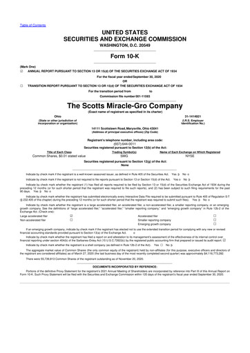 Thumbnail ScottsMiracle-Gro 10-K Annual Report 2020