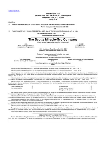 Thumbnail ScottsMiracle-Gro 10-K Annual Report 2024