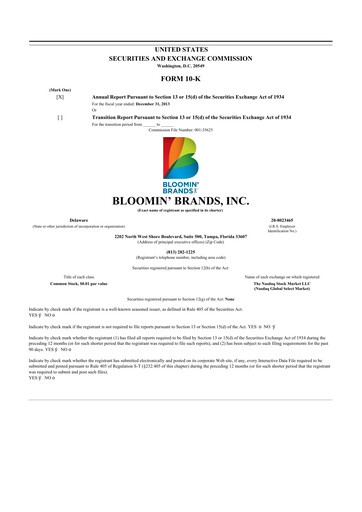Thumbnail Bloomin' Brands 10-K Annual Report 2013